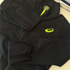 Asics Black Run Jacket with Bright Green Accent